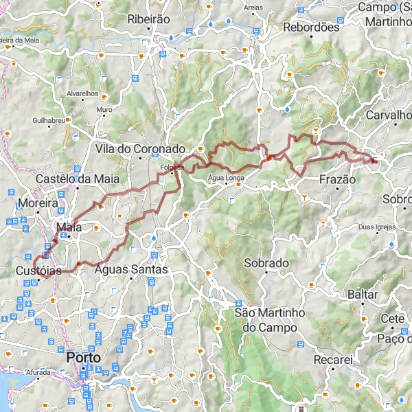 Miniatura do mapa de inspiração para ciclismo "Rota dos Caminhos de Pedra" em Norte, Portugal. Gerado pelo planejador de rotas de ciclismo Tarmacs.app