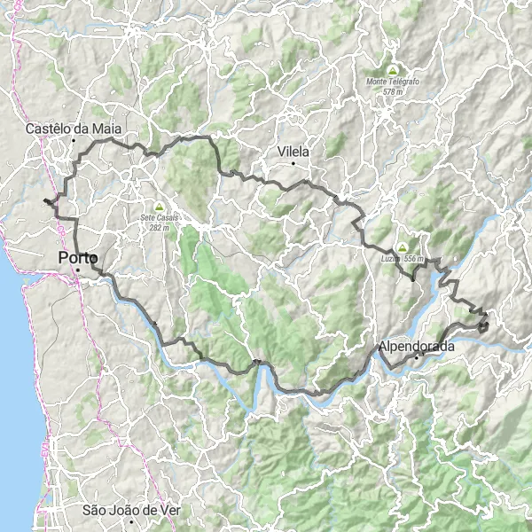 Map miniature of "Vermoim to Bonfim Loop" cycling inspiration in Norte, Portugal. Generated by Tarmacs.app cycling route planner