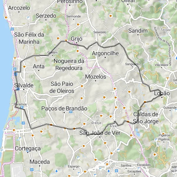 Map miniature of "Leisurely Ride through Lobão's Valleys" cycling inspiration in Norte, Portugal. Generated by Tarmacs.app cycling route planner