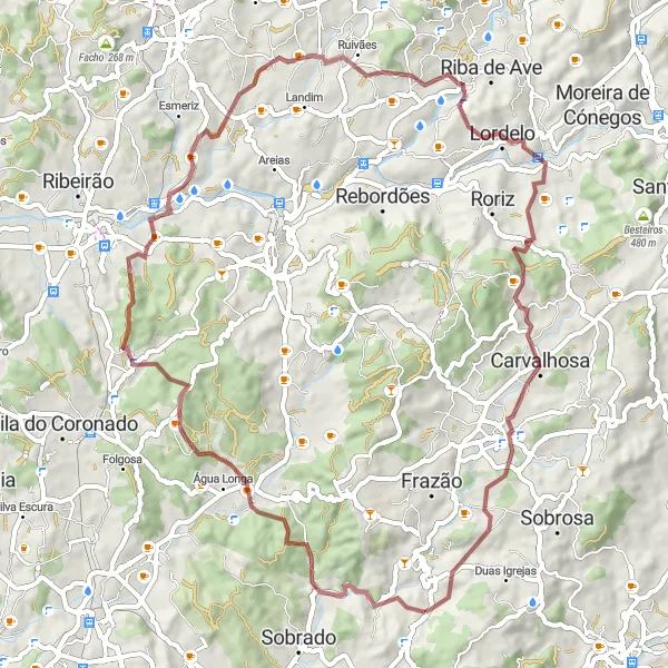 Miniatura do mapa de inspiração para ciclismo "Trilho de Monte Alto" em Norte, Portugal. Gerado pelo planejador de rotas de ciclismo Tarmacs.app