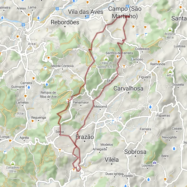 Miniatura do mapa de inspiração para ciclismo "Rota de Redundo" em Norte, Portugal. Gerado pelo planejador de rotas de ciclismo Tarmacs.app