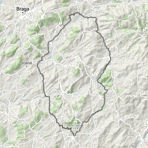 Map miniature of "Lousada to Fafe Loop" cycling inspiration in Norte, Portugal. Generated by Tarmacs.app cycling route planner