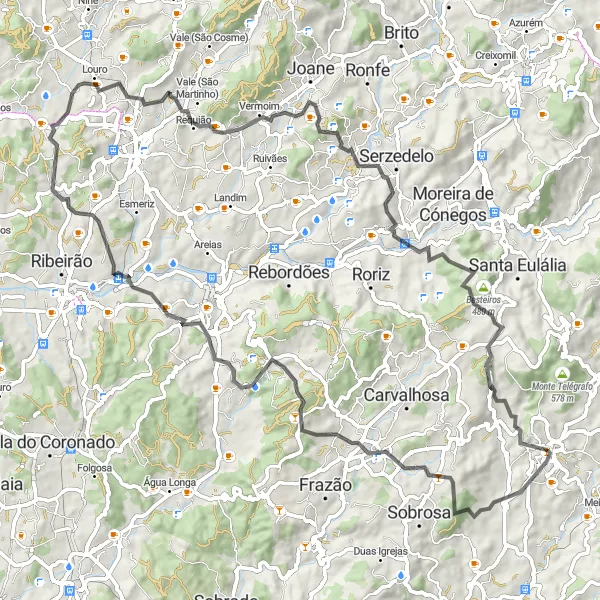 Map miniature of "Lousada to Baloiço de Stª Justa Route" cycling inspiration in Norte, Portugal. Generated by Tarmacs.app cycling route planner