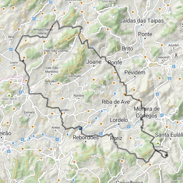 Miniatura do mapa de inspiração para ciclismo "Circuito de Estrada de Codessos a Besteiros" em Norte, Portugal. Gerado pelo planejador de rotas de ciclismo Tarmacs.app