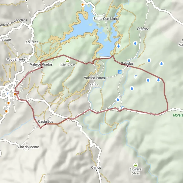 Miniatura do mapa de inspiração para ciclismo "Explorando Vale de Prados, Cubo e Castelãos" em Norte, Portugal. Gerado pelo planejador de rotas de ciclismo Tarmacs.app