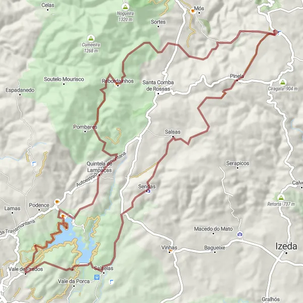 Map miniature of "Scenic Gravel Escape" cycling inspiration in Norte, Portugal. Generated by Tarmacs.app cycling route planner