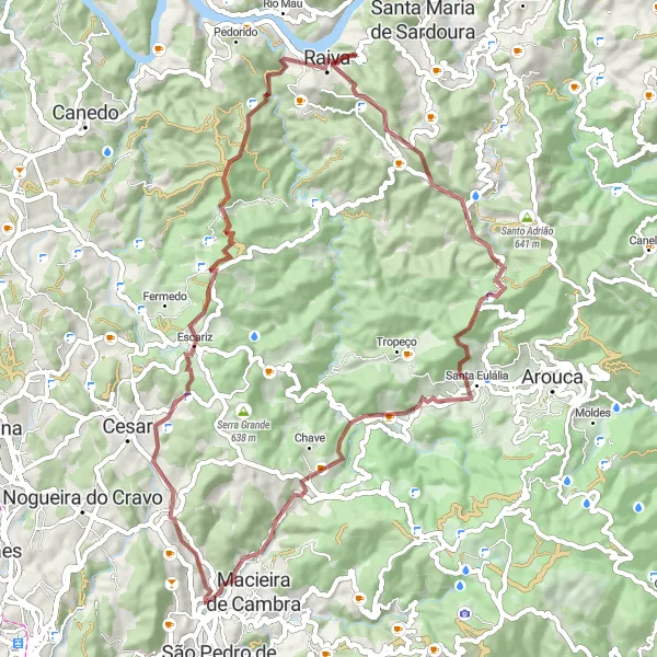 Map miniature of "Gravel Adventure: Rural Landscapes and Off-Road Trails" cycling inspiration in Norte, Portugal. Generated by Tarmacs.app cycling route planner