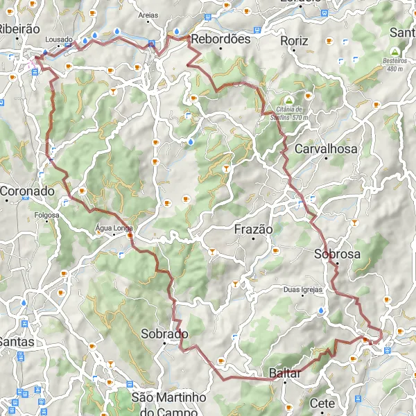 Miniatura do mapa de inspiração para ciclismo "Rota Gravel da Serra de Paredes" em Norte, Portugal. Gerado pelo planejador de rotas de ciclismo Tarmacs.app