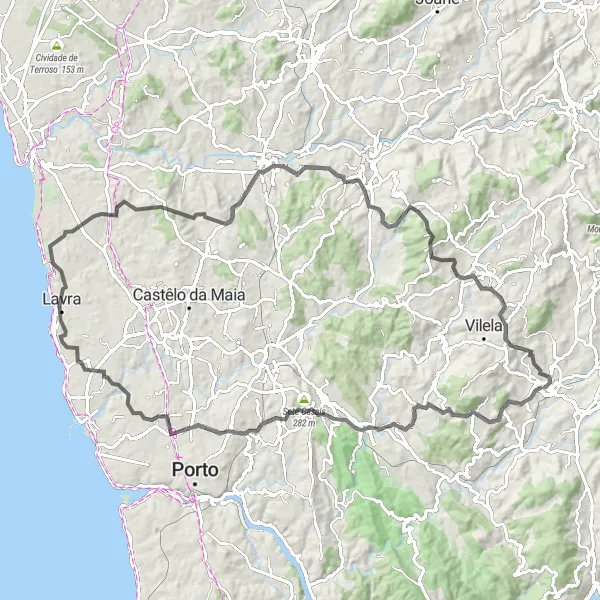 Miniatura do mapa de inspiração para ciclismo "Aventura Rodoviária pela Natureza de Paredes" em Norte, Portugal. Gerado pelo planejador de rotas de ciclismo Tarmacs.app