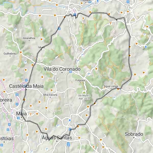 Miniatura do mapa de inspiração para ciclismo "Rota de Ciclismo de Estrada Muro-Alfena" em Norte, Portugal. Gerado pelo planejador de rotas de ciclismo Tarmacs.app