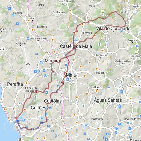 Miniatura do mapa de inspiração para ciclismo "Desafio Gravel das Colinas Verdes" em Norte, Portugal. Gerado pelo planejador de rotas de ciclismo Tarmacs.app