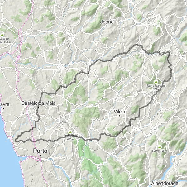 Miniatura do mapa de inspiração para ciclismo "Passeio pela Sernande" em Norte, Portugal. Gerado pelo planejador de rotas de ciclismo Tarmacs.app