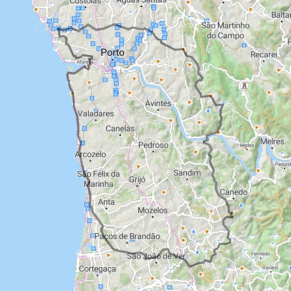 Miniatura do mapa de inspiração para ciclismo "Rota Rodoviária do Vale do Douro" em Norte, Portugal. Gerado pelo planejador de rotas de ciclismo Tarmacs.app