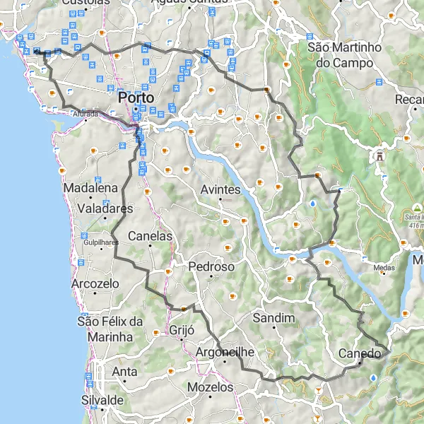 Miniatura do mapa de inspiração para ciclismo "Desafio de Rio Tinto" em Norte, Portugal. Gerado pelo planejador de rotas de ciclismo Tarmacs.app