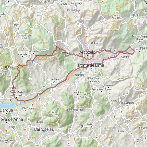 Miniatura do mapa de inspiração para ciclismo "Rota panorâmica até Torre" em Norte, Portugal. Gerado pelo planejador de rotas de ciclismo Tarmacs.app