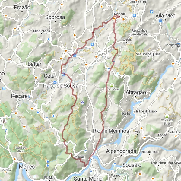 Miniatura do mapa de inspiração para ciclismo "Rota dos Mosteiros e Aldeias Antigas" em Norte, Portugal. Gerado pelo planejador de rotas de ciclismo Tarmacs.app