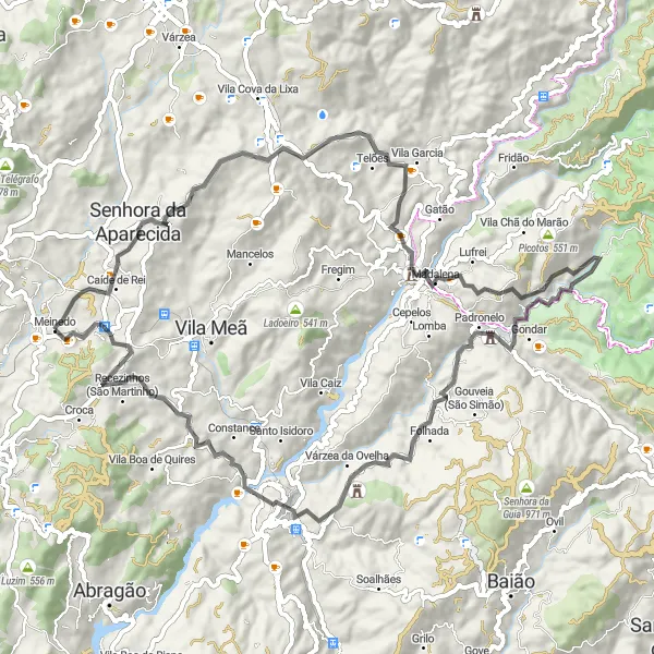 Miniatura do mapa de inspiração para ciclismo "Caminho dos Baloiços" em Norte, Portugal. Gerado pelo planejador de rotas de ciclismo Tarmacs.app