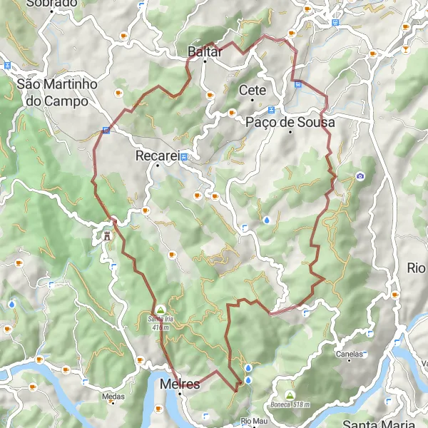 Miniatura do mapa de inspiração para ciclismo "Rota da Montanha e da Natureza" em Norte, Portugal. Gerado pelo planejador de rotas de ciclismo Tarmacs.app