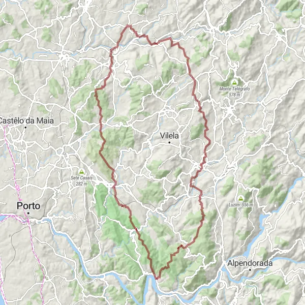 Miniatura do mapa de inspiração para ciclismo "Aventura Pelos Vales e Montanhas" em Norte, Portugal. Gerado pelo planejador de rotas de ciclismo Tarmacs.app