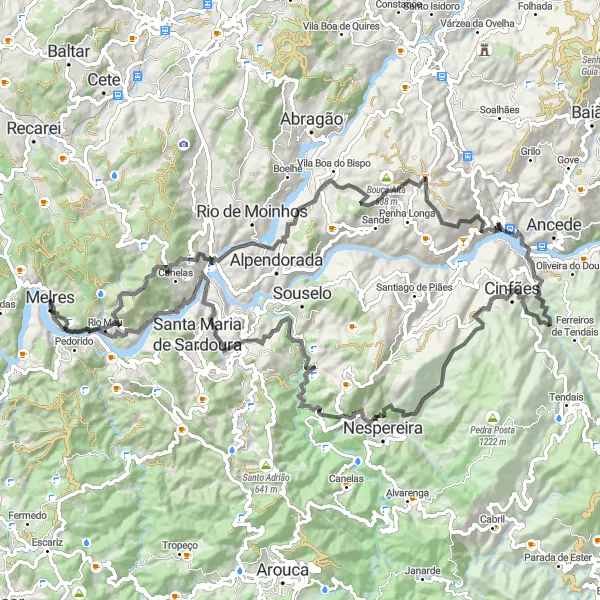 Miniatura do mapa de inspiração para ciclismo "Desafio das Montanhas Norteñas" em Norte, Portugal. Gerado pelo planejador de rotas de ciclismo Tarmacs.app