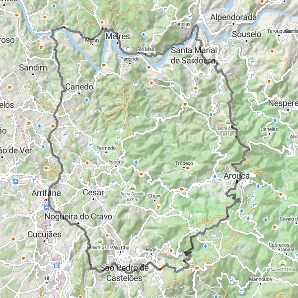 Miniatura do mapa de inspiração para ciclismo "Rota do Douro" em Norte, Portugal. Gerado pelo planejador de rotas de ciclismo Tarmacs.app