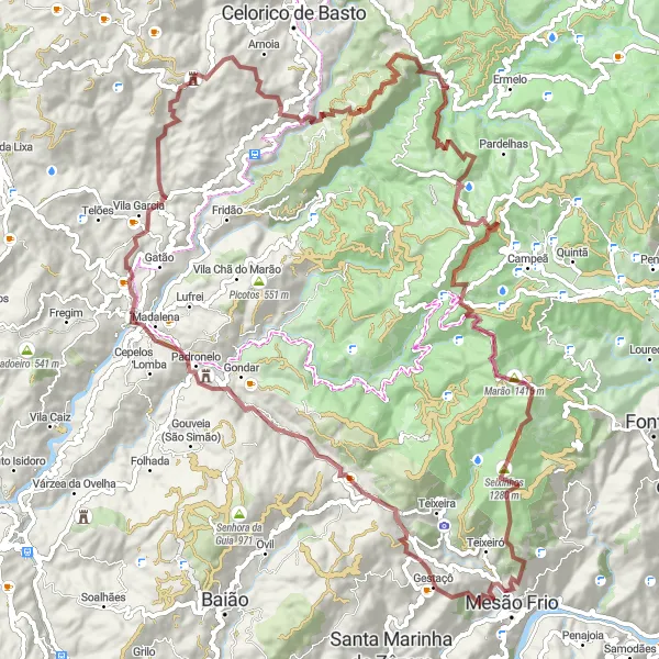 Miniatura do mapa de inspiração para ciclismo "Caminho dos Vales e Montanhas" em Norte, Portugal. Gerado pelo planejador de rotas de ciclismo Tarmacs.app