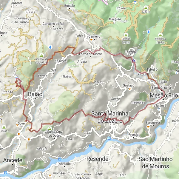 Miniatura do mapa de inspiração para ciclismo "Circuito da Natureza e História" em Norte, Portugal. Gerado pelo planejador de rotas de ciclismo Tarmacs.app