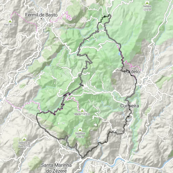 Miniatura do mapa de inspiração para ciclismo "Volta do Vale do Corgo" em Norte, Portugal. Gerado pelo planejador de rotas de ciclismo Tarmacs.app