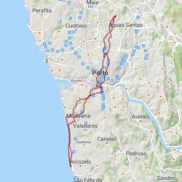 Map miniature of "Teleférico and Dom Luís I bridge" cycling inspiration in Norte, Portugal. Generated by Tarmacs.app cycling route planner