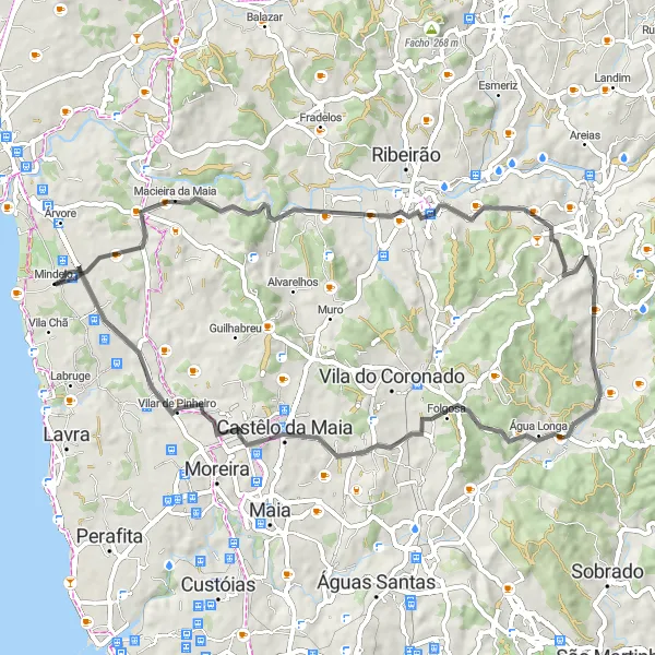 Miniatura do mapa de inspiração para ciclismo "Pedalando pelas Estradas de Trofa" em Norte, Portugal. Gerado pelo planejador de rotas de ciclismo Tarmacs.app