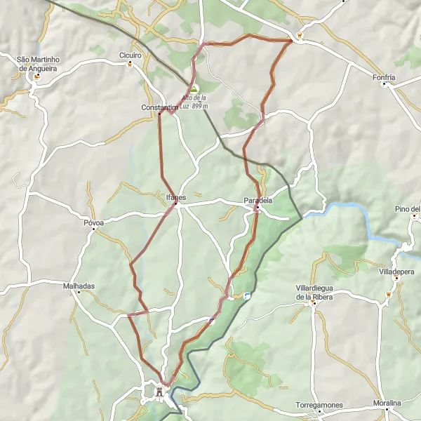 Miniatura do mapa de inspiração para ciclismo "Rota de Gravel em Miranda do Douro" em Norte, Portugal. Gerado pelo planejador de rotas de ciclismo Tarmacs.app