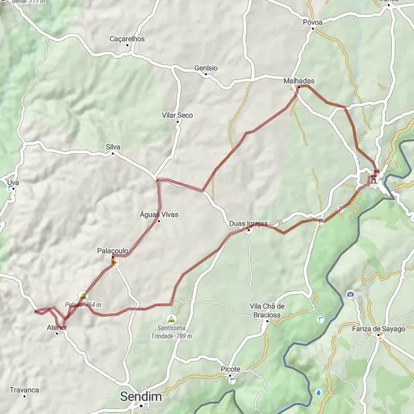Miniatura do mapa de inspiração para ciclismo "Rota de Ciclismo de Gravel de Miranda do Douro" em Norte, Portugal. Gerado pelo planejador de rotas de ciclismo Tarmacs.app