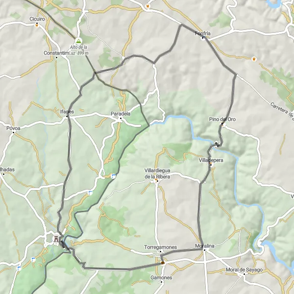 Miniatura do mapa de inspiração para ciclismo "Rota Cênica de Ciclismo de Estrada em Miranda do Douro" em Norte, Portugal. Gerado pelo planejador de rotas de ciclismo Tarmacs.app