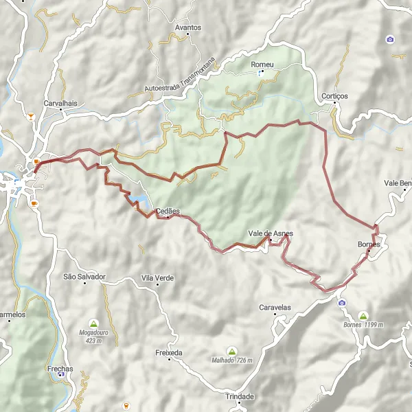 Miniatura do mapa de inspiração para ciclismo "Rota de Gravel até Vale de Madeiro" em Norte, Portugal. Gerado pelo planejador de rotas de ciclismo Tarmacs.app