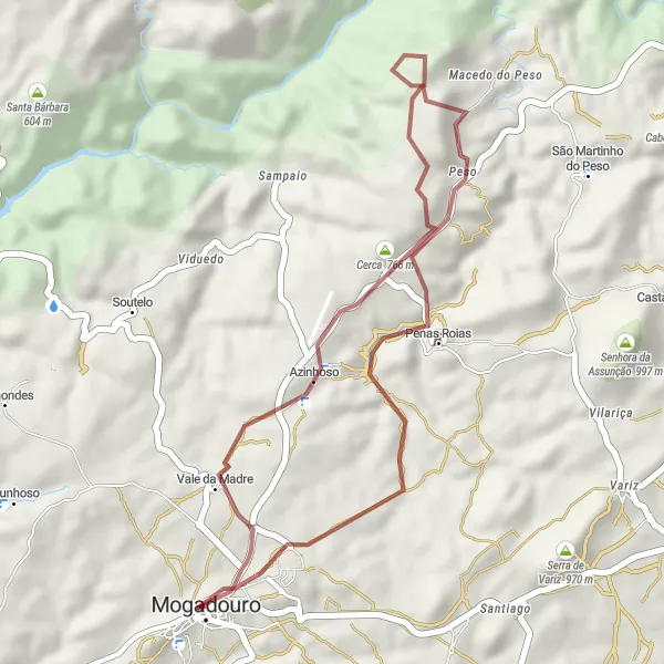 Miniatura do mapa de inspiração para ciclismo "Rota das Aldeias Históricas" em Norte, Portugal. Gerado pelo planejador de rotas de ciclismo Tarmacs.app