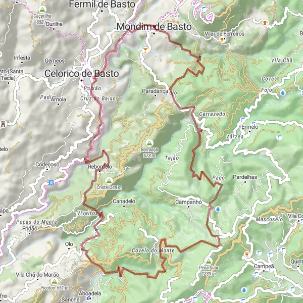 Map miniature of "Olo Gravel Loop" cycling inspiration in Norte, Portugal. Generated by Tarmacs.app cycling route planner