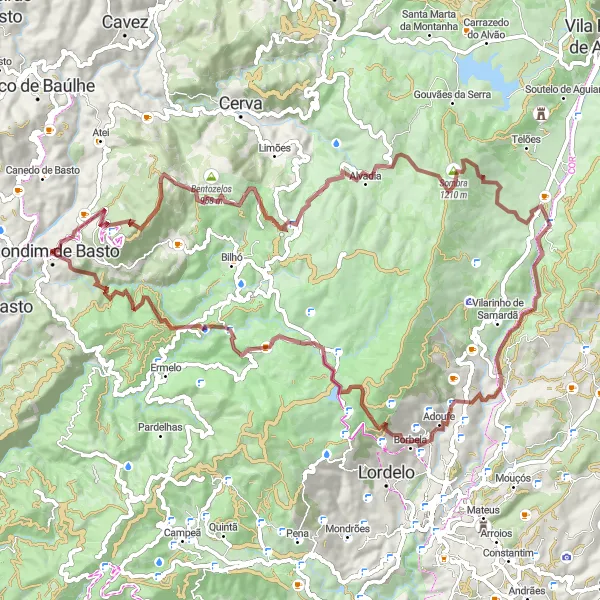 Miniatura do mapa de inspiração para ciclismo "Rota da Senhora da Graça e Miradouros" em Norte, Portugal. Gerado pelo planejador de rotas de ciclismo Tarmacs.app
