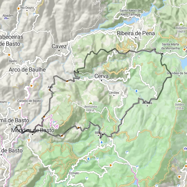 Miniatura do mapa de inspiração para ciclismo "Desafio da Senhora da Graça" em Norte, Portugal. Gerado pelo planejador de rotas de ciclismo Tarmacs.app