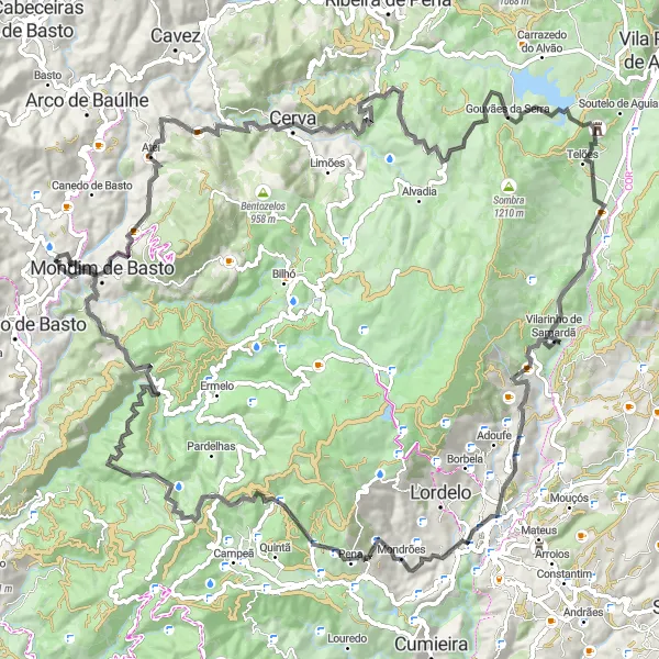 Miniatura do mapa de inspiração para ciclismo "Rota da Serra de Atei" em Norte, Portugal. Gerado pelo planejador de rotas de ciclismo Tarmacs.app