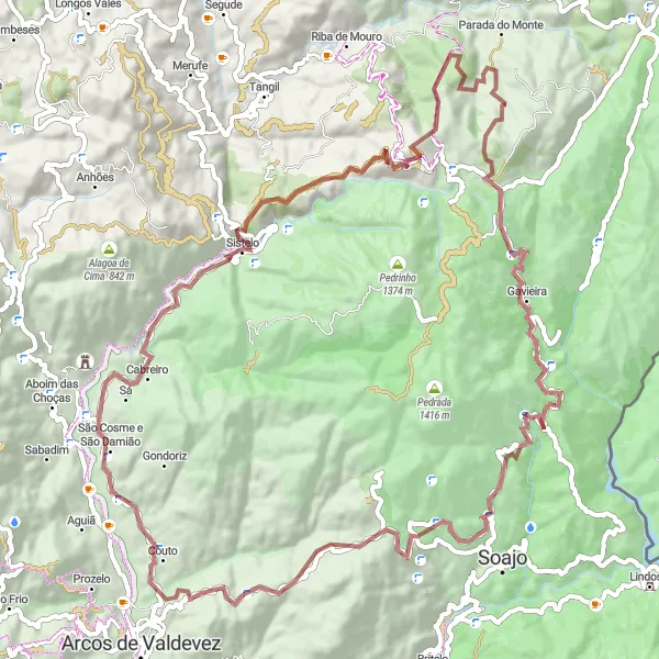 Miniatura do mapa de inspiração para ciclismo "Circuito dos Miradouros de Sistelo" em Norte, Portugal. Gerado pelo planejador de rotas de ciclismo Tarmacs.app