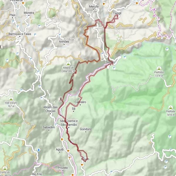 Miniatura do mapa de inspiração para ciclismo "Trilho rural em Sistelo" em Norte, Portugal. Gerado pelo planejador de rotas de ciclismo Tarmacs.app