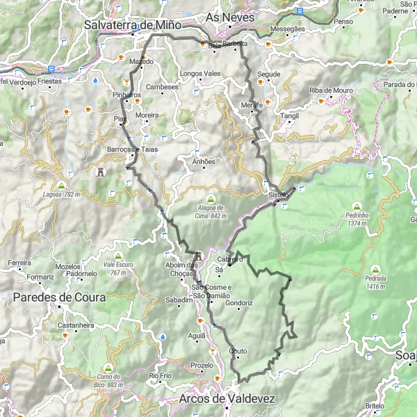 Miniatura do mapa de inspiração para ciclismo "Rota das Aldeias Minhotas" em Norte, Portugal. Gerado pelo planejador de rotas de ciclismo Tarmacs.app