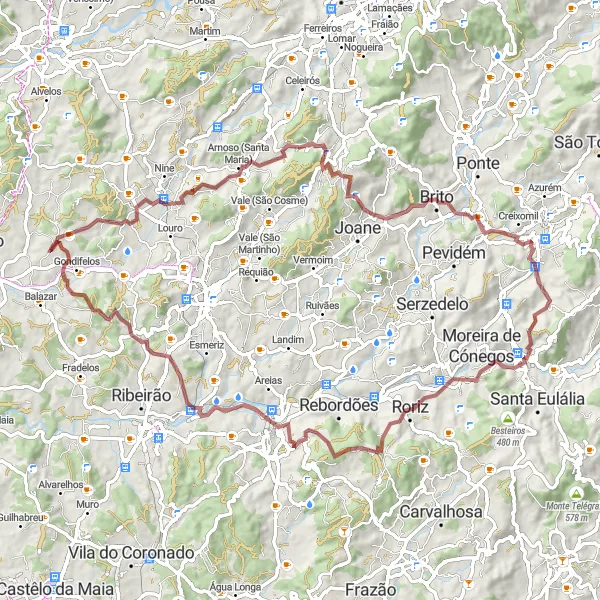Miniatura do mapa de inspiração para ciclismo "Trilho da Montanha e da História" em Norte, Portugal. Gerado pelo planejador de rotas de ciclismo Tarmacs.app