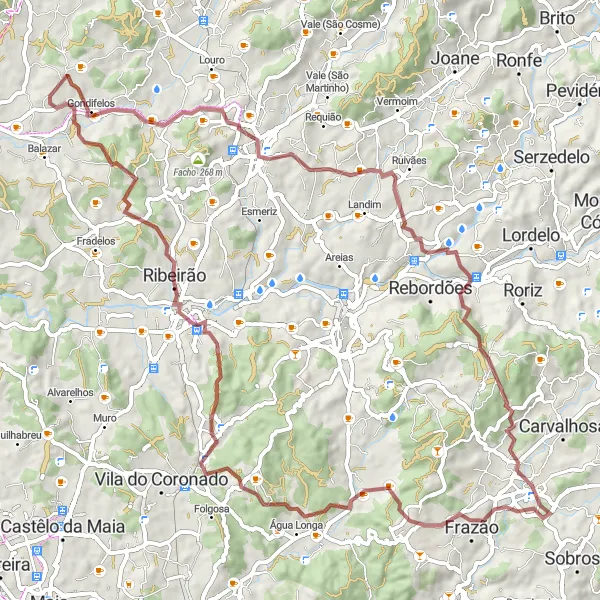 Miniatura do mapa de inspiração para ciclismo "Caminho Gravel em Negreiros" em Norte, Portugal. Gerado pelo planejador de rotas de ciclismo Tarmacs.app