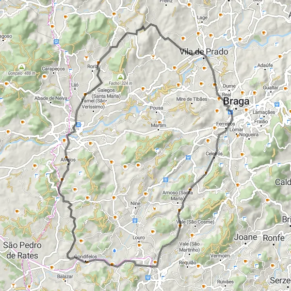 Miniatura do mapa de inspiração para ciclismo "Passeio pelas vilas de Barcelinhos e Cruz" em Norte, Portugal. Gerado pelo planejador de rotas de ciclismo Tarmacs.app