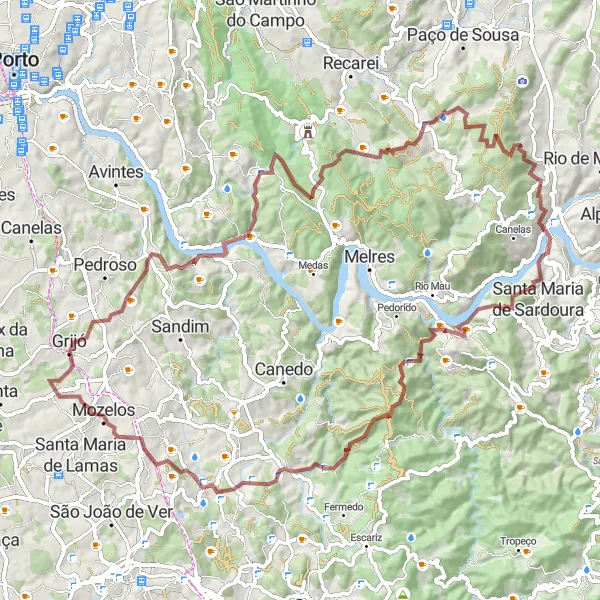 Map miniature of "Nogueira da Regedoura Gravel Cycling Expedition" cycling inspiration in Norte, Portugal. Generated by Tarmacs.app cycling route planner