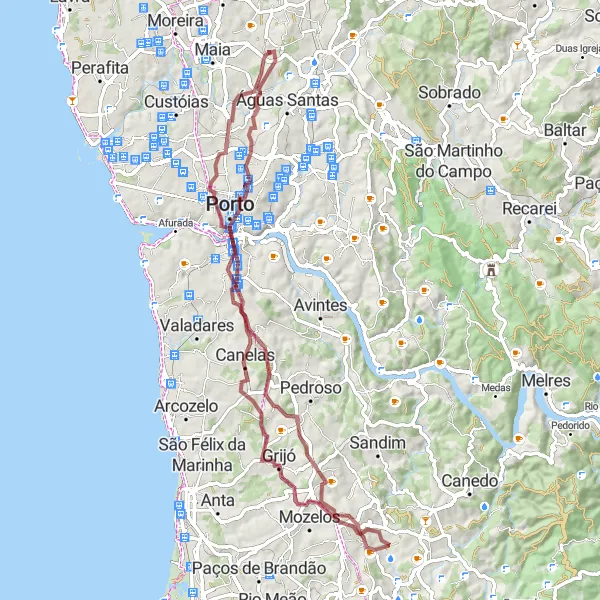 Miniatura do mapa de inspiração para ciclismo "Rota de Gravel Miradouro Dona Maria" em Norte, Portugal. Gerado pelo planejador de rotas de ciclismo Tarmacs.app