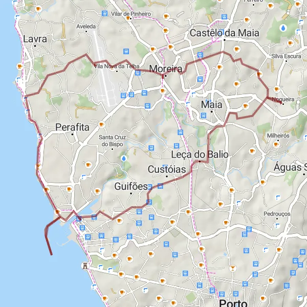 Miniatura do mapa de inspiração para ciclismo "Gravel Adventure to Miradouro da Boa Nova" em Norte, Portugal. Gerado pelo planejador de rotas de ciclismo Tarmacs.app