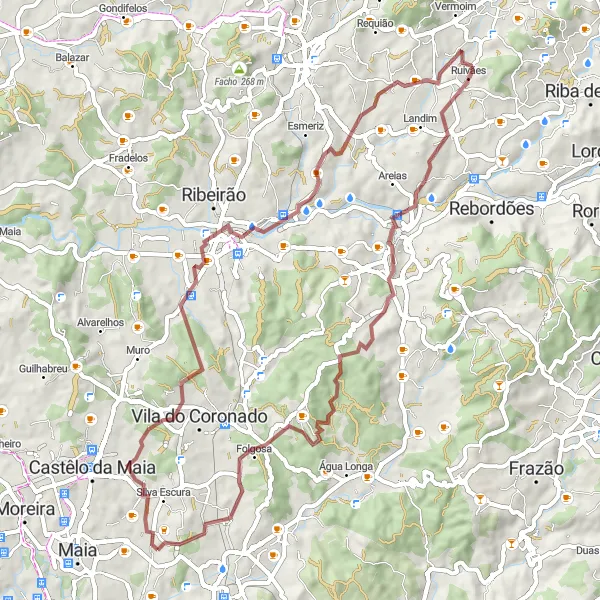 Miniatura do mapa de inspiração para ciclismo "Rota de Ciclismo de Gravel Cabeçudos Ruivães" em Norte, Portugal. Gerado pelo planejador de rotas de ciclismo Tarmacs.app