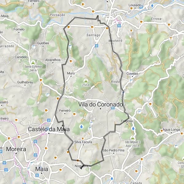 Miniatura do mapa de inspiração para ciclismo "Rota de Ciclismo de Estrada Avioso Santa Maria" em Norte, Portugal. Gerado pelo planejador de rotas de ciclismo Tarmacs.app